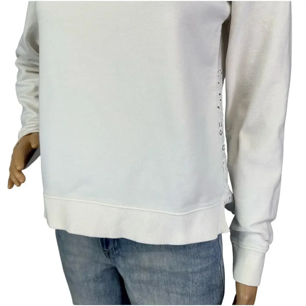 J. Crew Eyelet Back Sweatshirt White J3917 Size XS